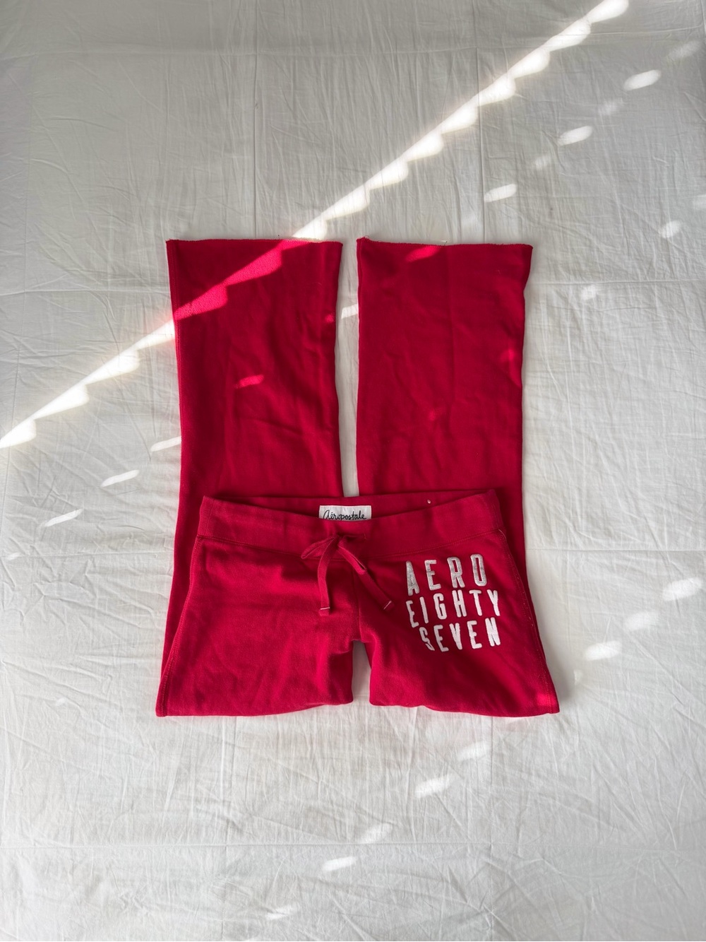 Y2K Aeropostale Red Lowrise Straight Leg Graphic Drawstring Sweatpants Size M